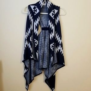 Navy & White Aztec Print Sweater Vest